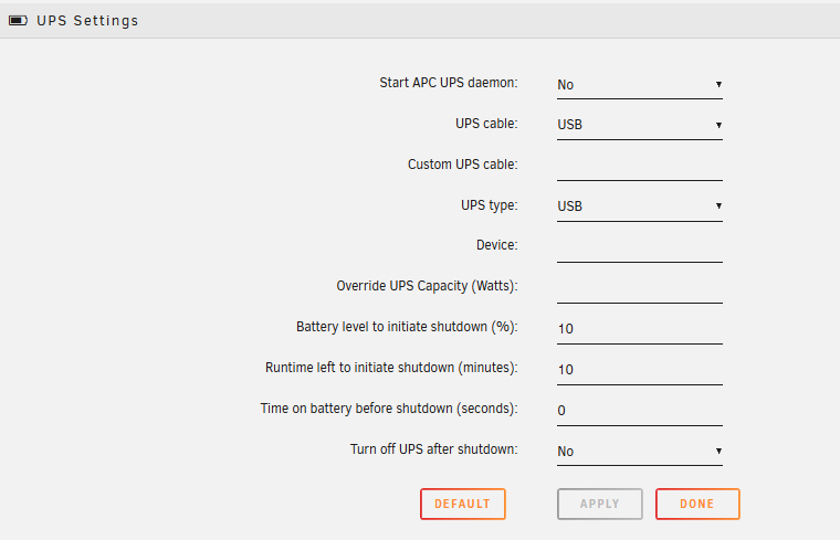Configuraciones de UPS