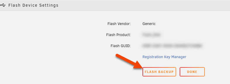 Wählen Sie die Flash-Backup-Schaltfläche